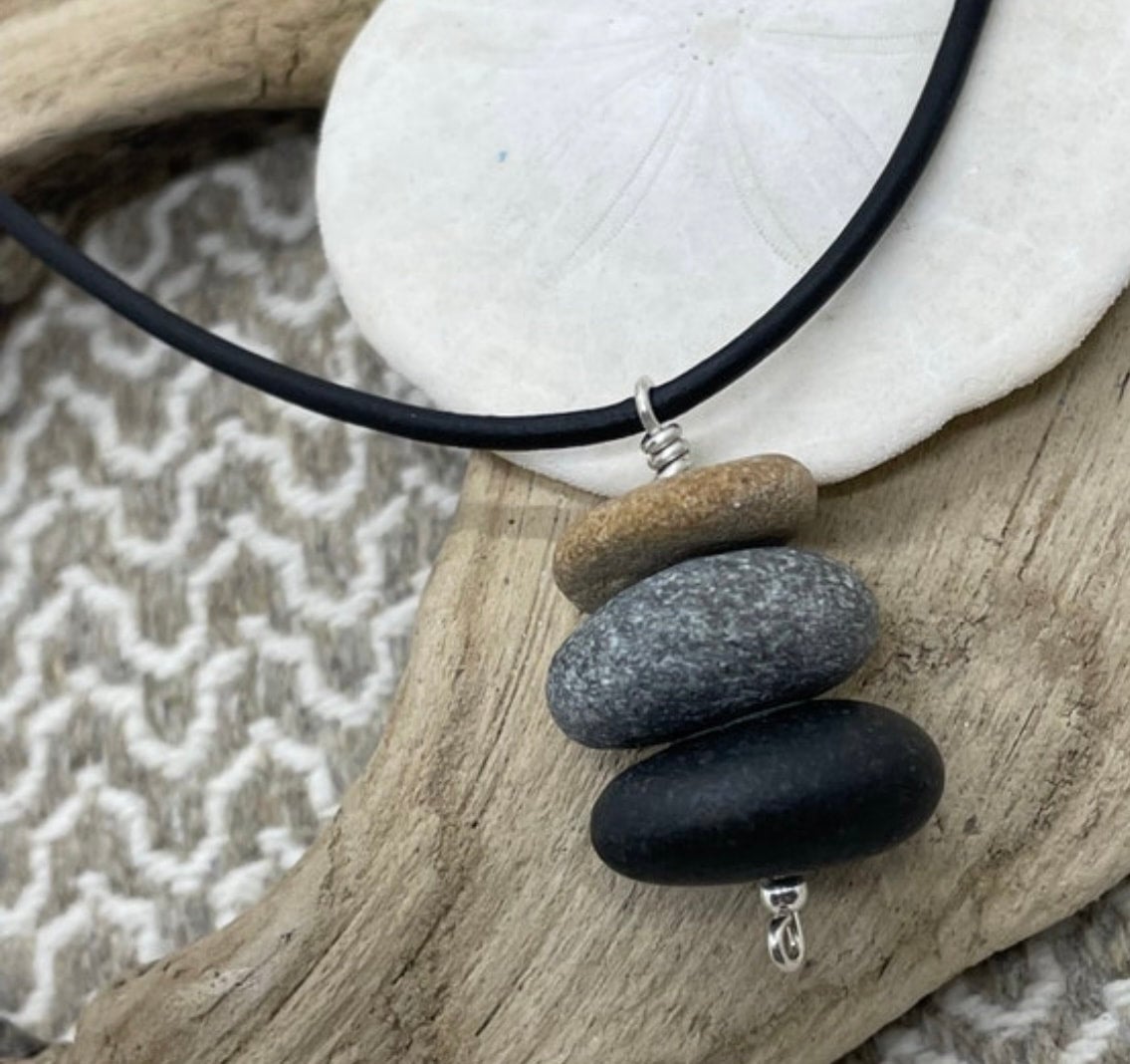 Beach Stone with online Cairn Pendant